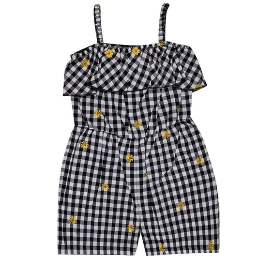 Black and white cotton top and skirt set for girls
