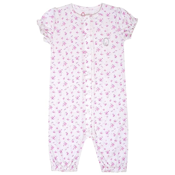White and pink soft cotton baby romper sleepsuit
