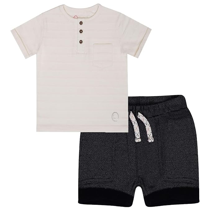 Beige cotton t-shirt and shorts set for kids