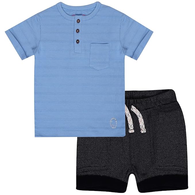 Blue cotton t-shirt and shorts set for kids