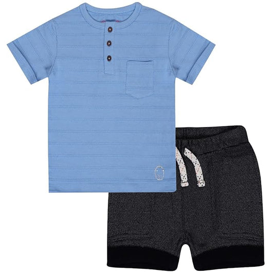 Blue cotton t-shirt and shorts set for kids